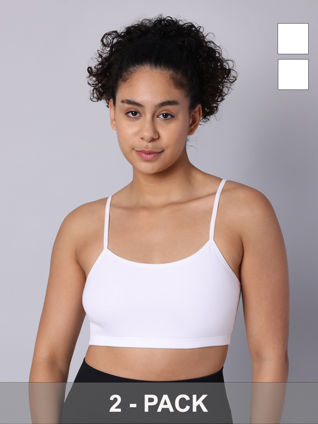 Pack of 2 Double Layered White Sports Bra. Non Padded, Non Wired