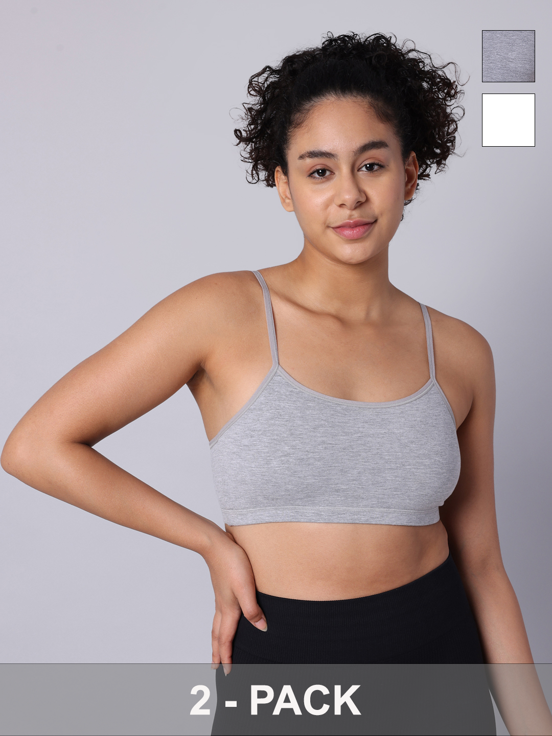 Pack of 2 Double Layered Multicolor Sports Bra. Non Padded, Non Wired