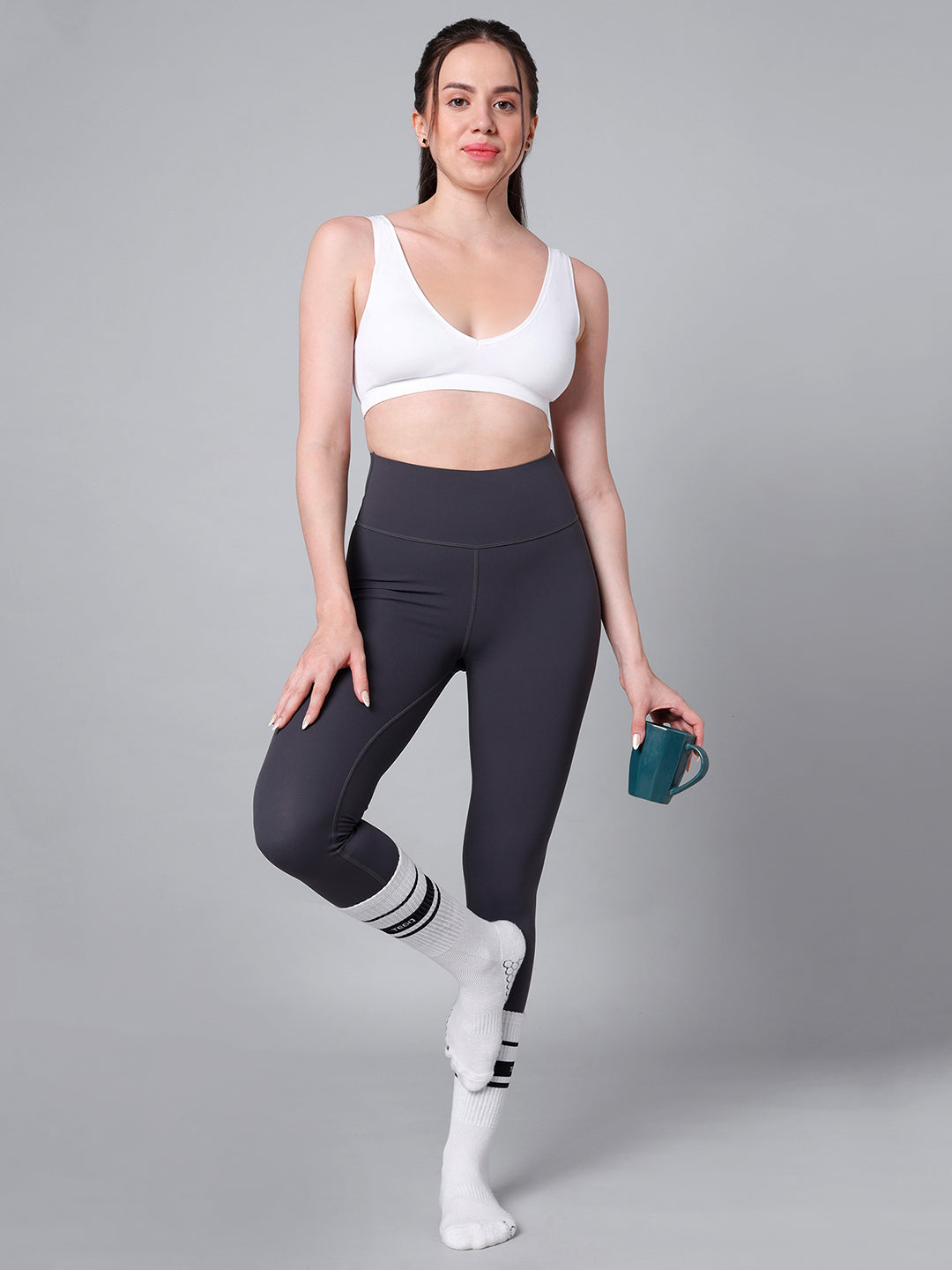 Wire-Free Padded Triangle Sports Bra - Everyday Comfort - White