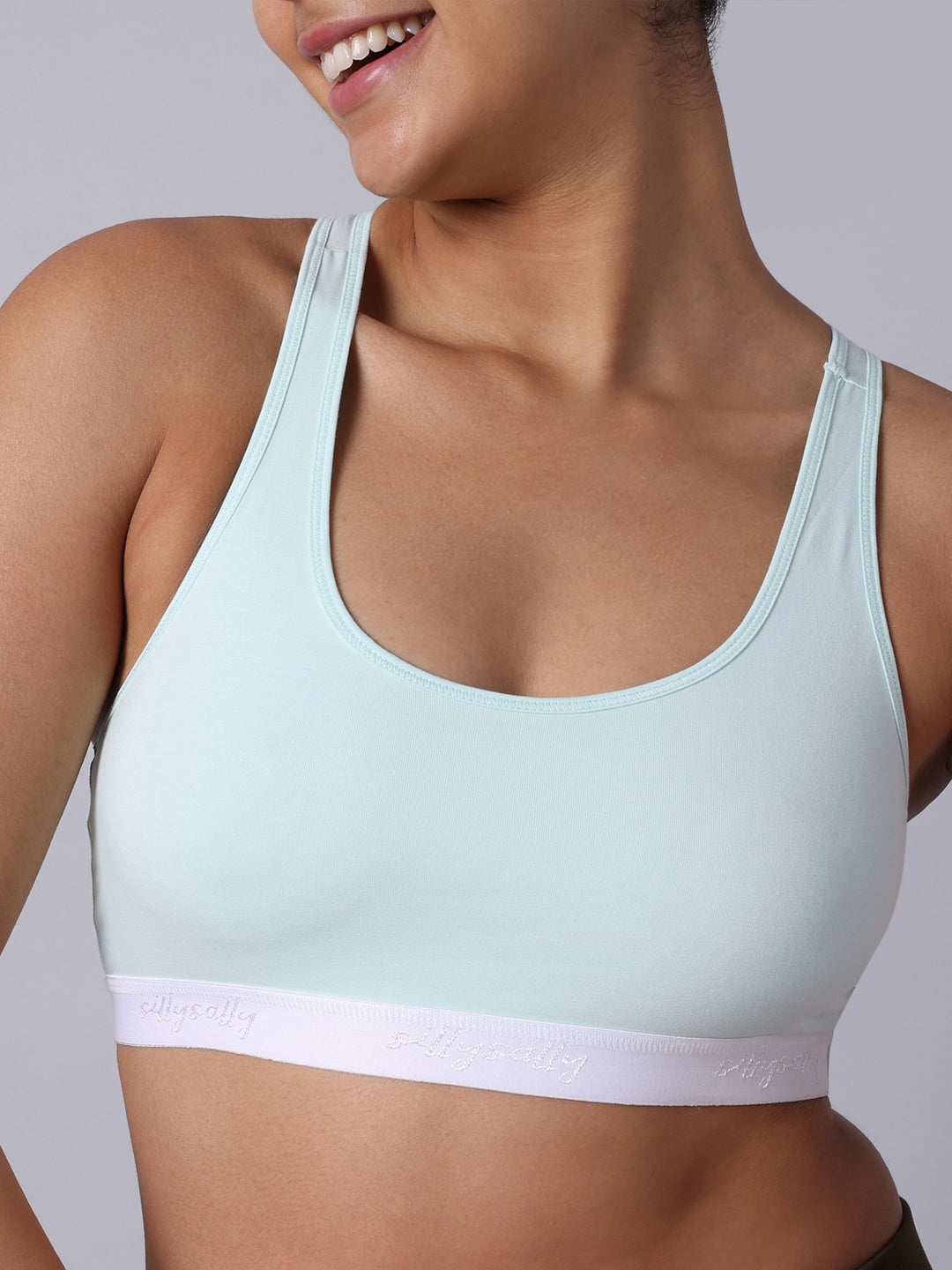 Pack of 3 Double Layered Multicolor Racerback Bra. Non Padded, Non Wired
