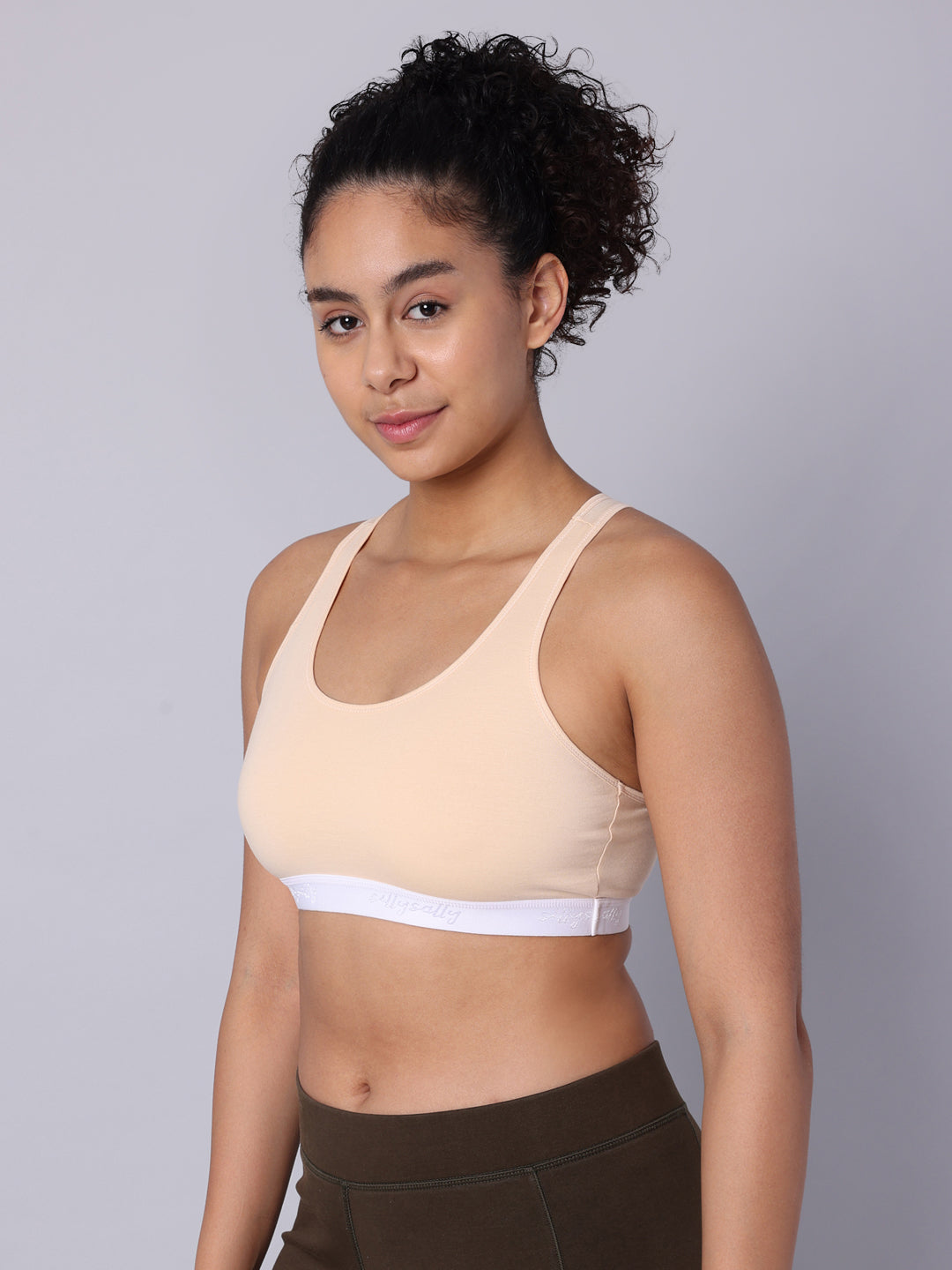 Pack of 4 Double Layered Multicolor Racerback Bra. Non Padded, Non Wired