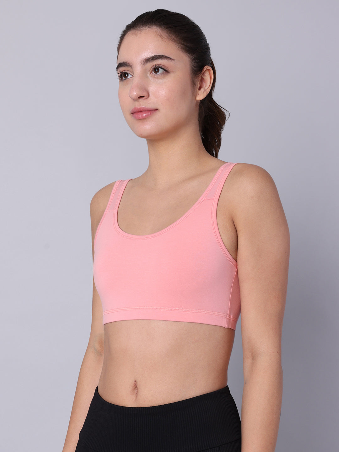 Pack of 2 Double Layered Multicolor Active Bra. Non Padded, Non Wired