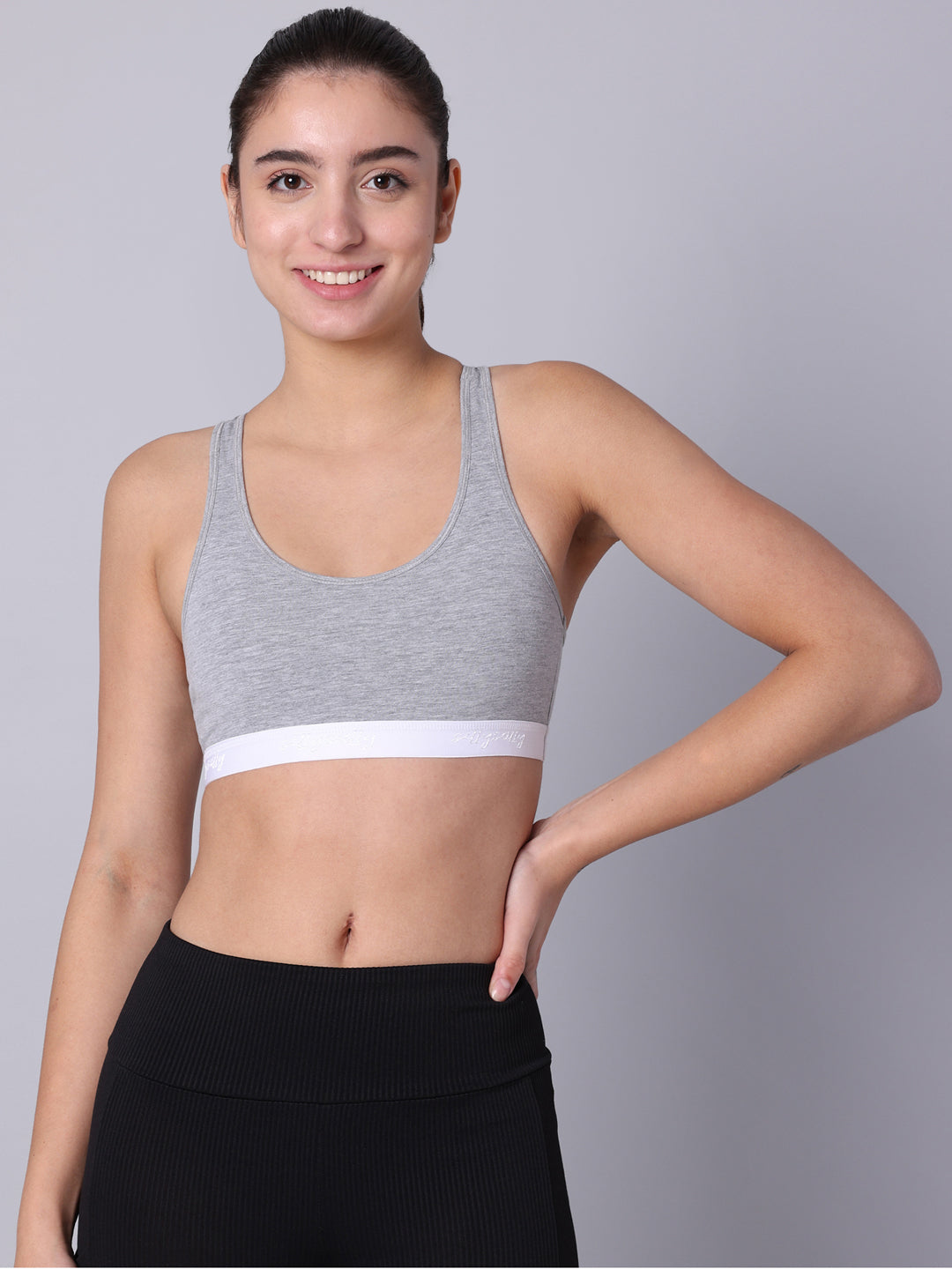 Pack of 4 Double Layered Multicolor Racerback Bra. Non Padded, Non Wired