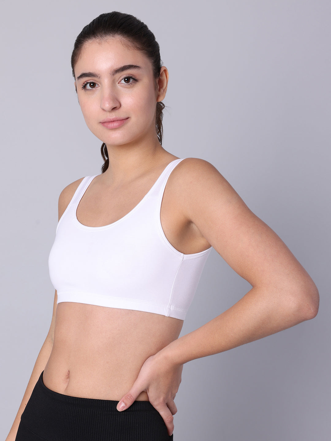 Pack of 3 Double Layered Multicolor Active Bra. Non Padded, Non Wired