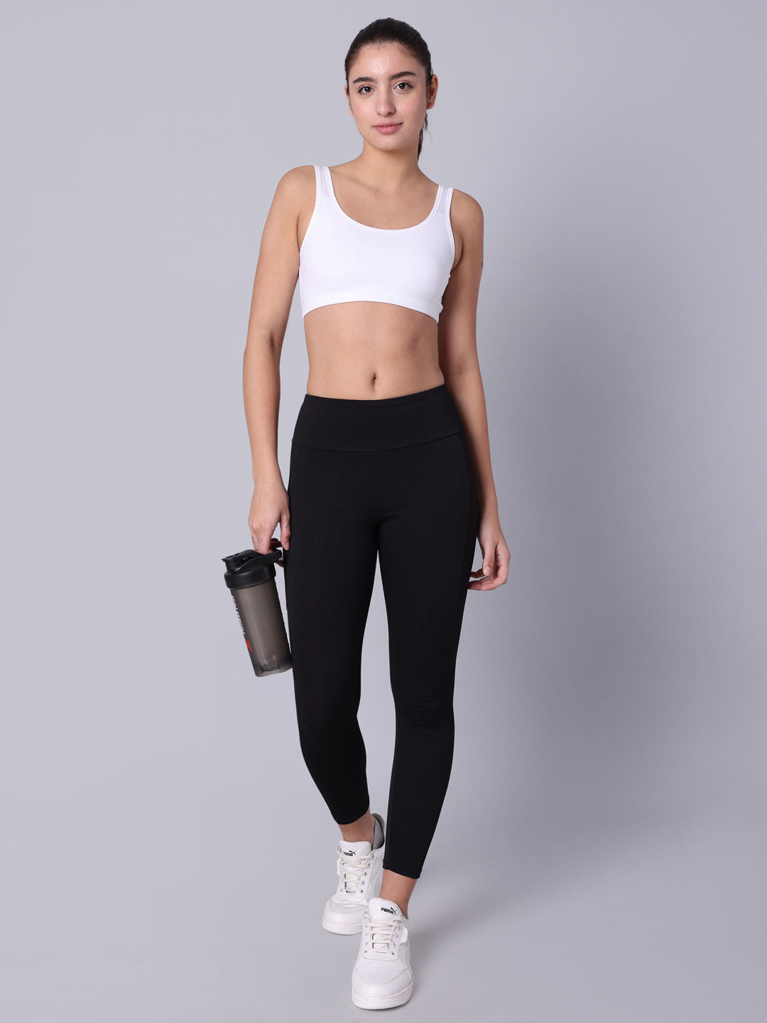 Pack of 3 Double Layered White Active Bra. Non Padded, Non Wired