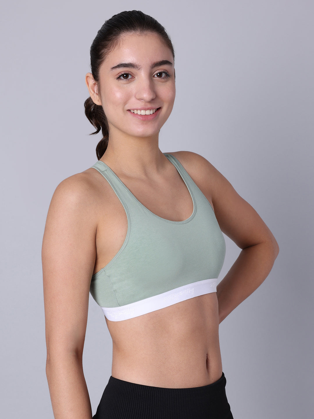 Pack of 2 Double Layered Multicolor Racerback Bra. Non Padded, Non Wired