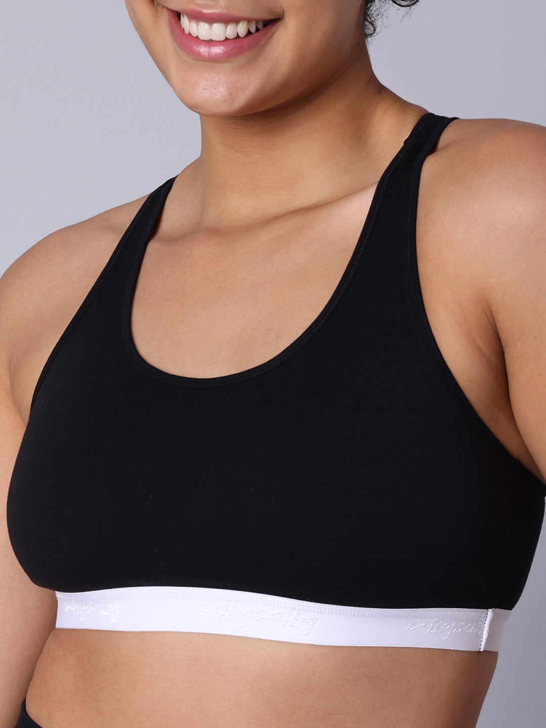 Pack of 4 Double Layered Multicolor Racerback Bra. Non Padded, Non Wired