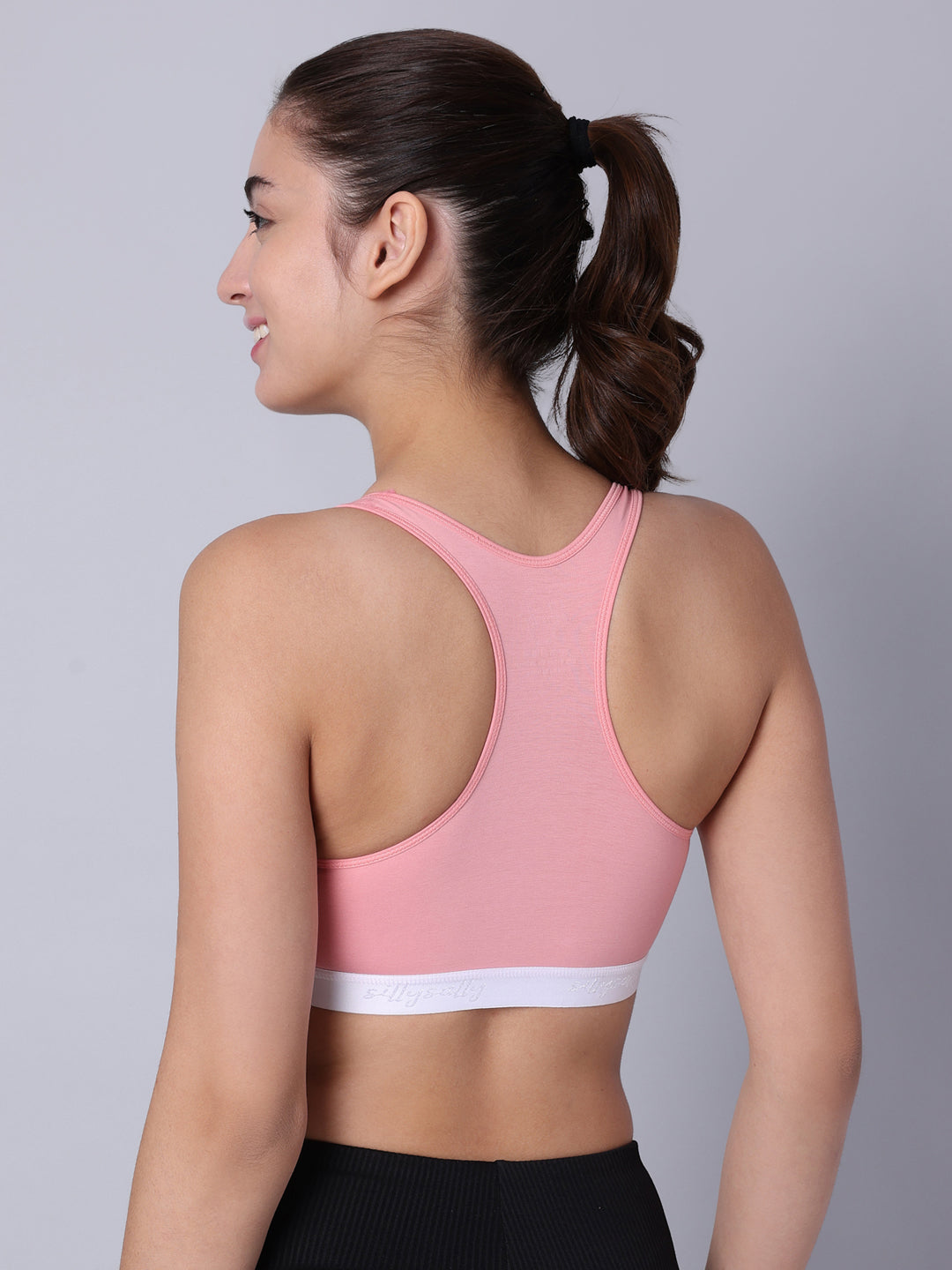 Pack of 4 Double Layered Multicolor Racerback Bra. Non Padded, Non Wired