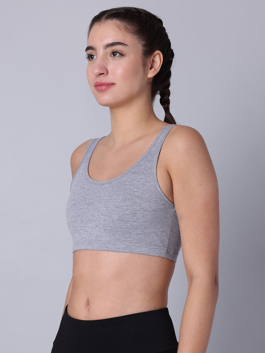 Pack of 3 Double Layered Multicolor Active Bra. Non Padded, Non Wired