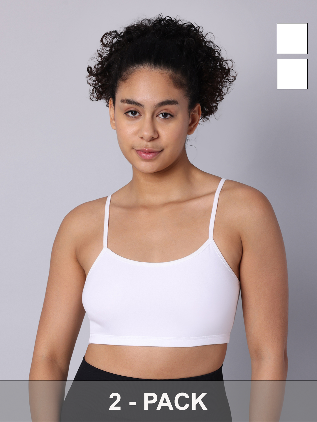 Pack of 2  Double Layered White Sports Bra. Non Padded, Non Wired