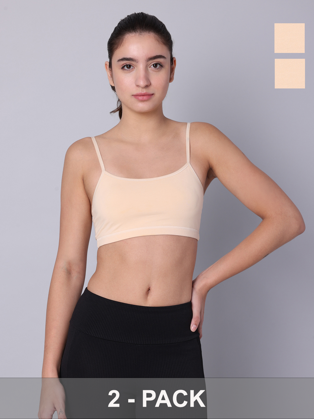 Pack of 2  Double Layered Skin Sports Bra. Non Padded, Non Wired