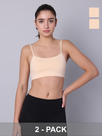 Pack of 2  Double Layered Skin Sports Bra. Non Padded, Non Wired