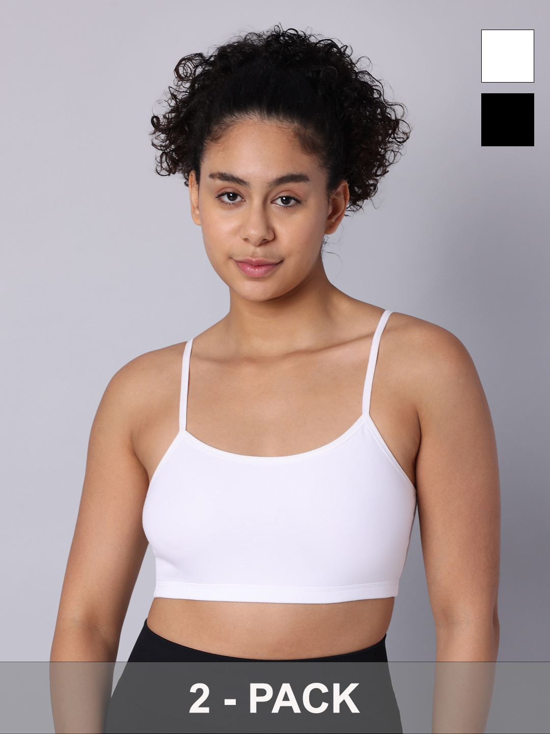 Pack of 2  Double Layered Multicolor Sports Bra. Non Padded, Non Wired