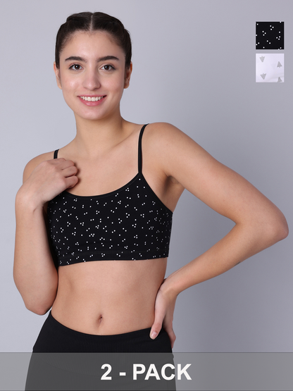 Pack of 2  Double Layered Printed Sports Bra. Non Padded, Non Wired