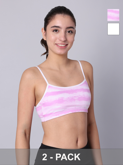 Pack of 2  Double Layered Printed Sports Bra. Non Padded, Non Wired