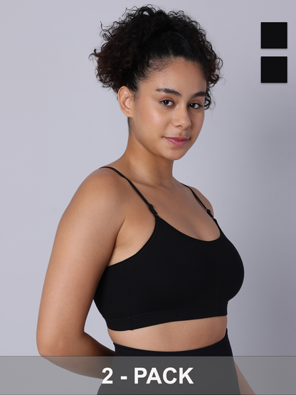 Pack of 2 Black Padded Bralette Sillysally