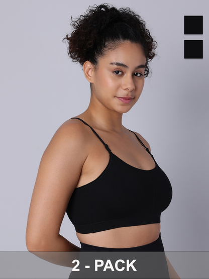 Pack of 2 Black Padded Bralette