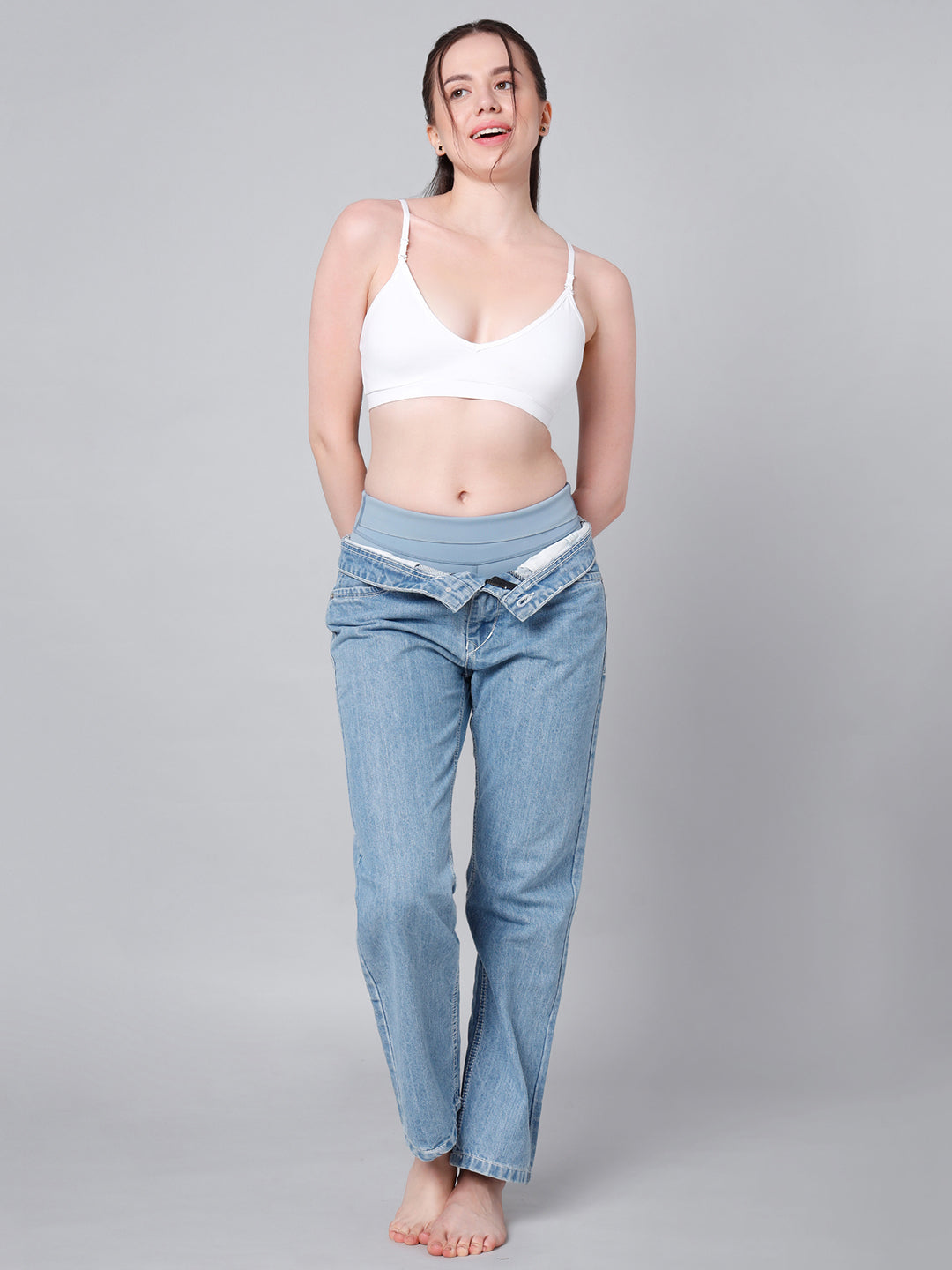 Cotton Stretch Padded Wire-Free Triangle Bra - V-Neck Everyday Comfort - White & Black - Pack of 2