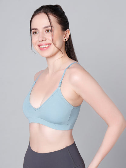 Cotton Stretch Padded Wire-Free Triangle Bra - V-Neck Everyday Comfort - Multi colour - Pack of 3