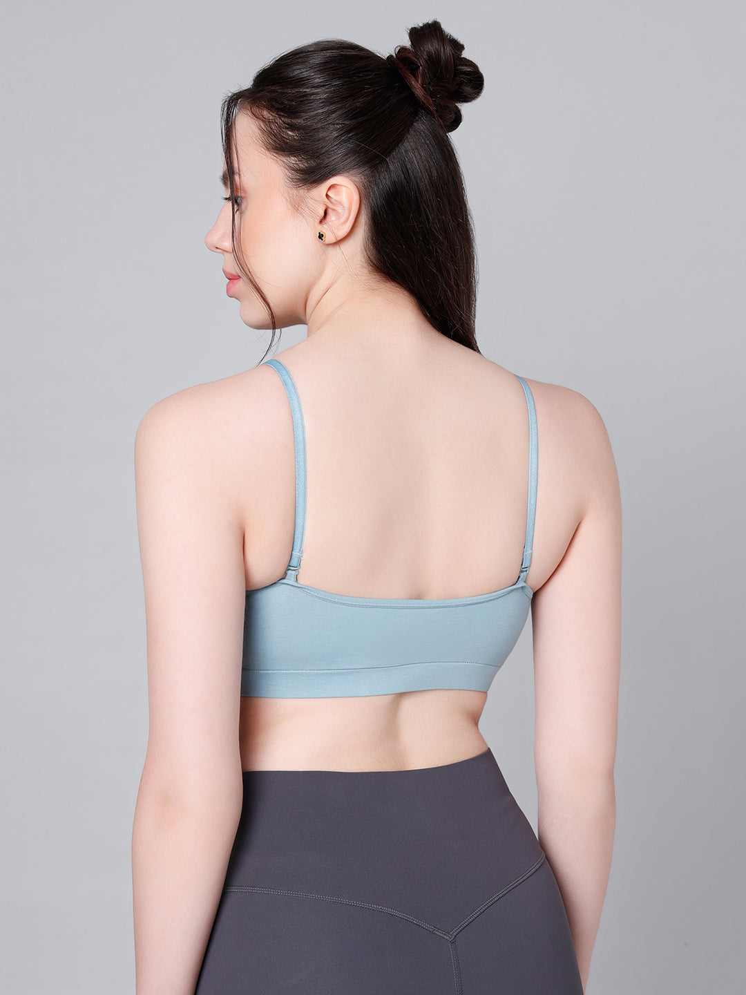 Cotton Stretch Padded Wire-Free Triangle Bra - V-Neck Everyday Comfort - Chalk & Grey - Pack of 2
