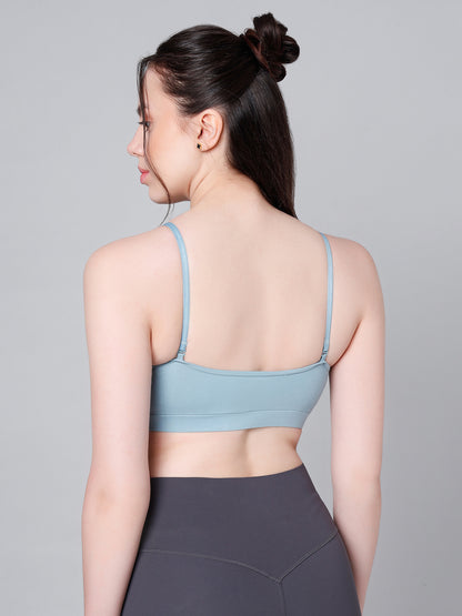 Cotton Stretch Padded Wire-Free Triangle Bra - V-Neck Everyday Comfort - Chalk & Grey - Pack of 2