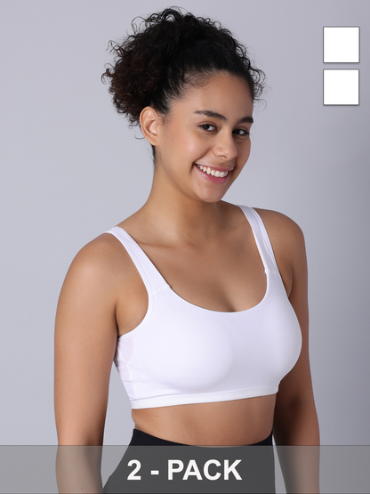 Pack of 2 White Padded Sports Bra