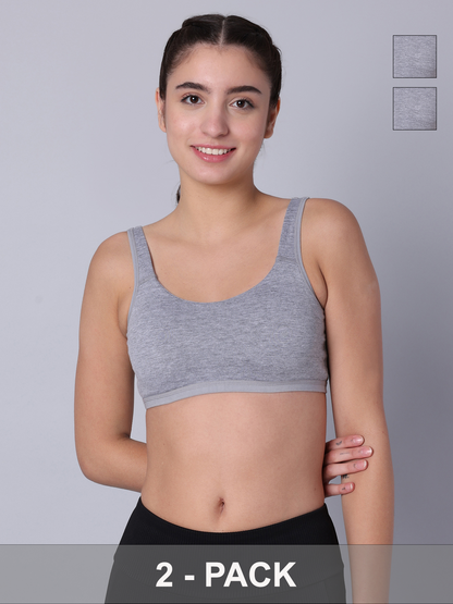 Pack of 2 Grey Padded Sports Bra