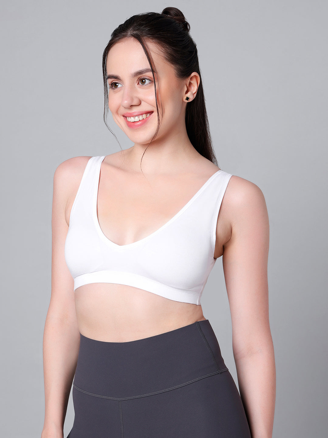 Wire-Free Padded Triangle Sports Bra - Everyday Comfort - White & Black - Pack of 2