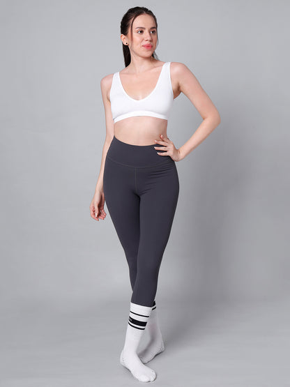 Wire-Free Padded Triangle Sports Bra - Everyday Comfort - White & Black - Pack of 2