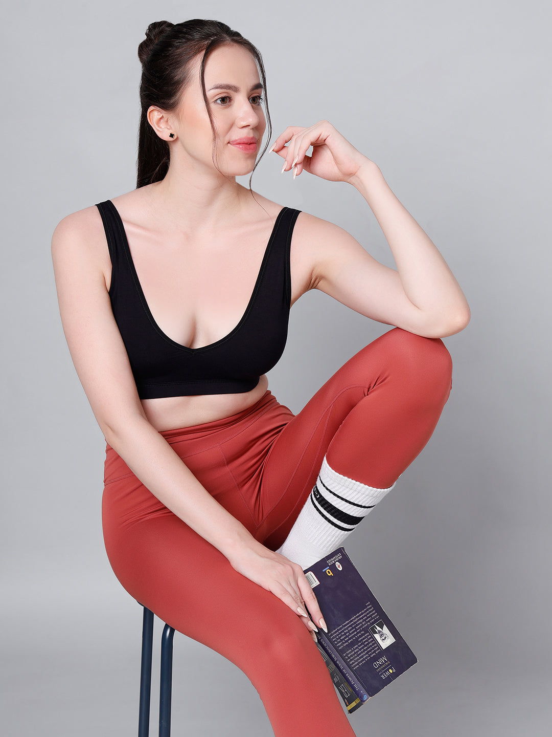 Wire-Free Padded Triangle Sports Bra - Everyday Comfort - White & Black - Pack of 2
