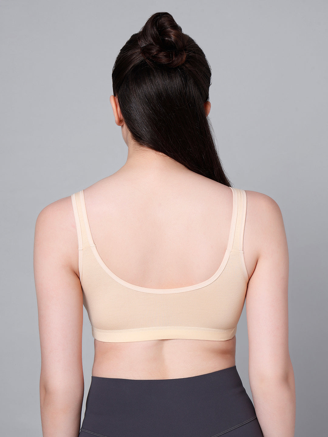 Wire-Free Padded Triangle Sports Bra - Everyday Comfort - Skin