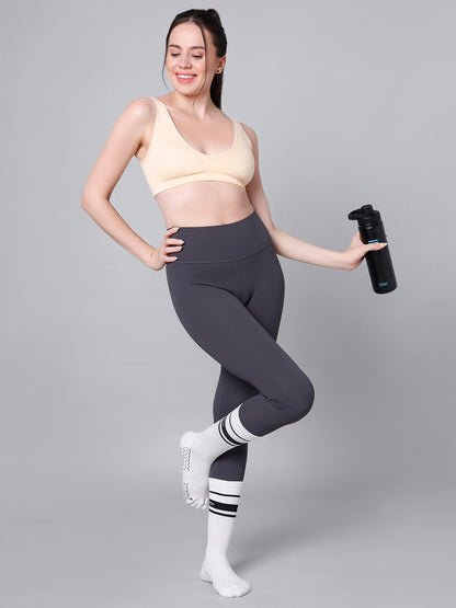 Wire-Free Padded Triangle Sports Bra - Everyday Comfort - Skin