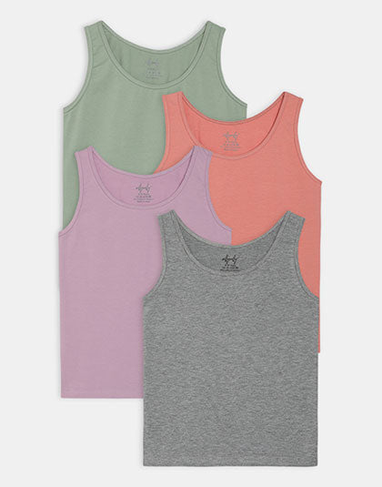 Pack of 4 Girls Vests. Stretchable fabric