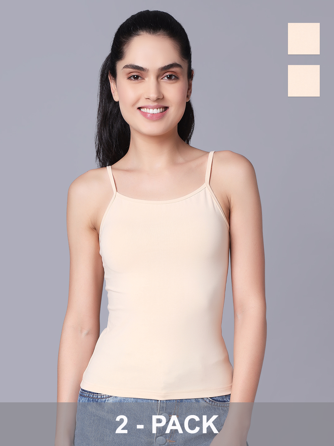 Premium Cotton Lycra Camisole – The Essential Everyday Stretch- Skin (Pack of 2)