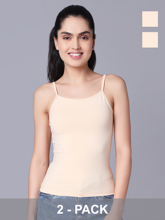 Premium Cotton Lycra Camisole – The Essential Everyday Stretch- Skin (Pack of 2)