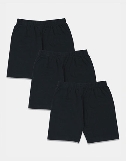 Girls Pack of 3 Black Innerwear Shorts