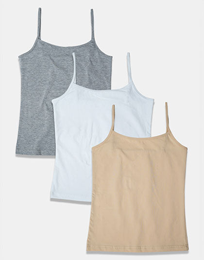 Pack of 3 Girls Multicolor Non Padded Camisole