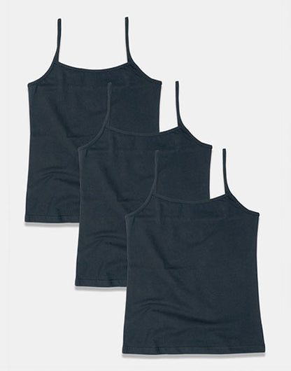 Pack of 3 Girls Black Non Padded Camisole