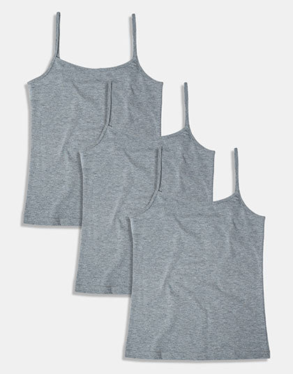 Pack of 3 Girls Grey Melange Non Padded Camisole