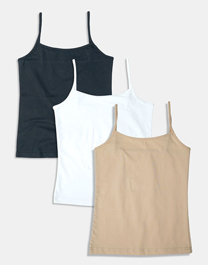 Pack of 3 Girls Multicolor Non Padded Camisole