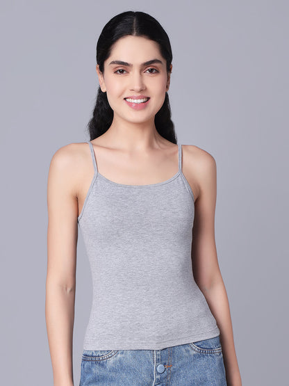 Premium Cotton Lycra Camisole – The Essential Everyday Stretch- Grey Melange