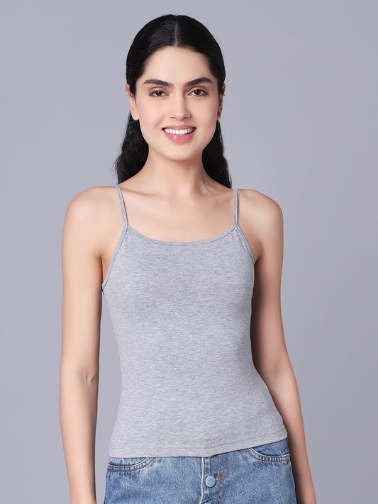 Premium Cotton Lycra Camisole – The Essential Everyday Stretch- Grey Melange