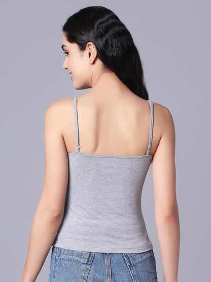 Premium Cotton Lycra Camisole – The Essential Everyday Stretch- Grey Melange