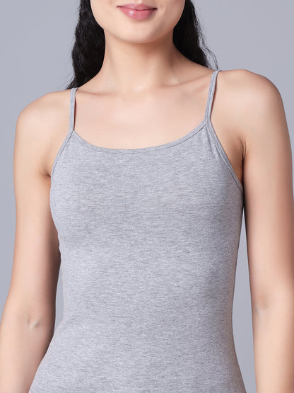 Premium Cotton Lycra Camisole – The Essential Everyday Stretch- Grey Melange