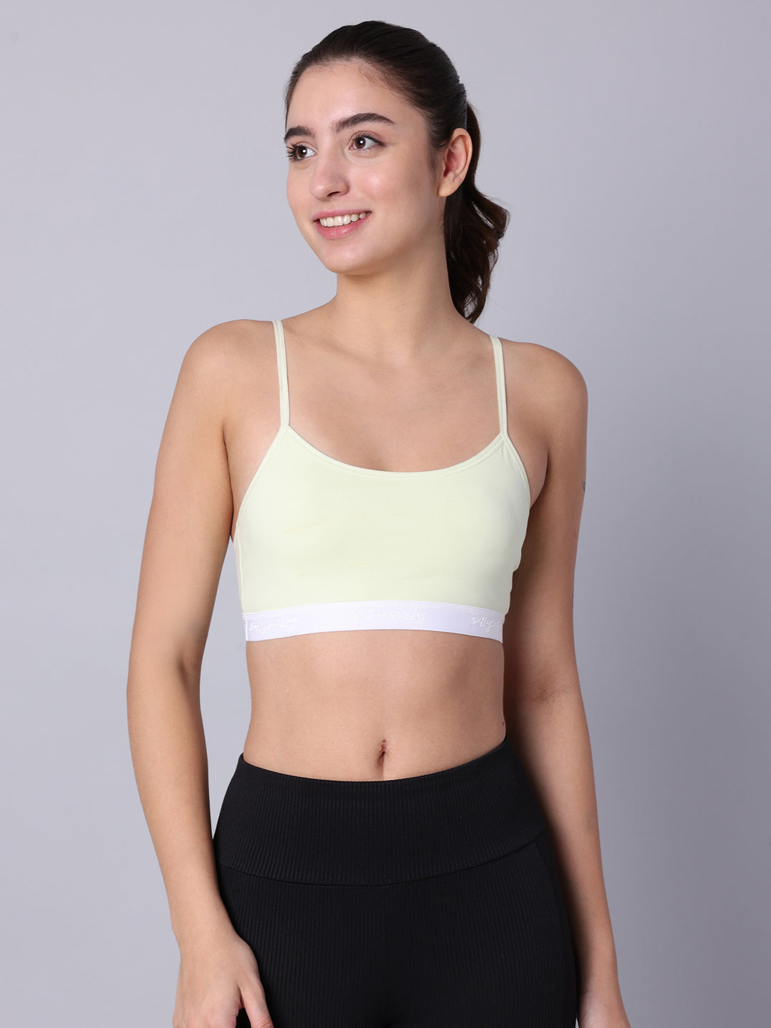 Pack of 3  Double Layered Multicolor Sports Bra. Non Padded, Non Wired