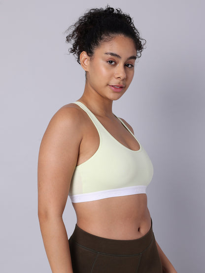 Pack of 3  Double Layered Multicolor Racerback Bra. Non Padded, Non Wired