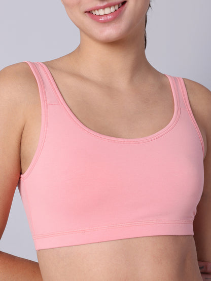 Pack of 4  Double Layered Multicolor Active Bra. Non Padded, Non Wired