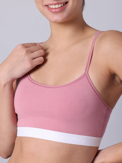 Pack of 3  Double Layered Multicolor Sports Bra. Non Padded, Non Wired