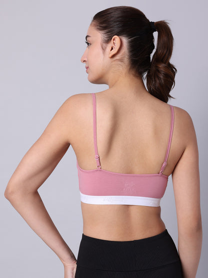 Pack of 3  Double Layered Multicolor Sports Bra. Non Padded, Non Wired