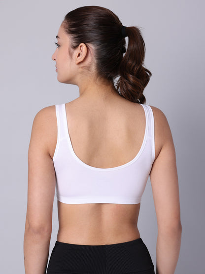 Pack of 2  Double Layered White Active Bra. Non Padded, Non Wired